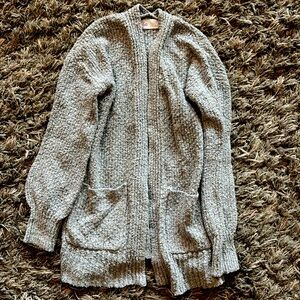 Girls light gray cardigan sweater. Size small (7)